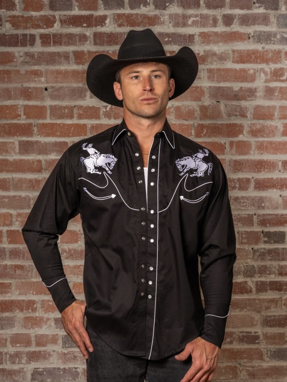 NWT Rockmount Ranch Wear Vintage Bronc Embroidered Western Pearl Snap Shirt